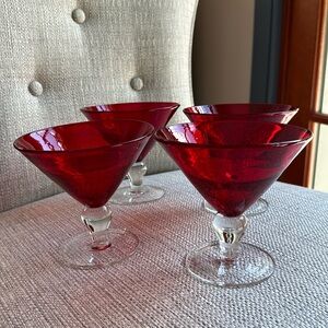 Artland Iris Ruby Red Hand Blown Bubble Gasses (Set of 4)
